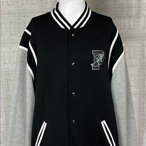 XLTall Polo Ralph Lauren P-Wing Black Button Up Varsity Jacket Coat